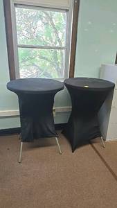 lot 504 image: (2) Cocktail Table with Black Spandex Cover, Metal Frame, 30 Diameter