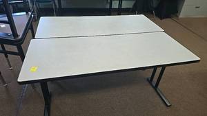 lot 512 image: (2) Office DeskTable, Metal Legs, Laminate Top, Approx. 60x30x30 inches