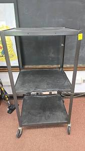 lot 515 image: Luxor AV Cart, Metal, 3 Shelves, Black, Power Strip Included