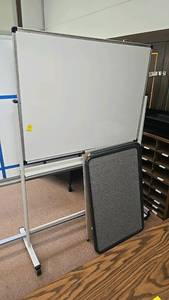 lot 522 image: Mobile Whiteboard and Corkboard Panel, Double-Sided, Aluminum Frame