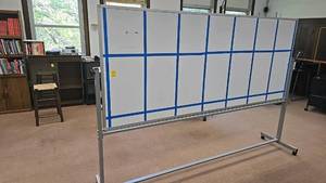 lot 522A image: Mobile Reversible Whiteboard, 72x36 inches, Metal Frame, Magnetic Surface