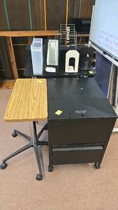 lot 522B image: Office Furniture Set with Rolling Desk, File Drawer, and Organizers