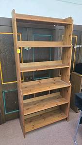 lot 522C image: Wood Bookshelf, 5 Shelves, Natural Finish, 72x30x12 inches
