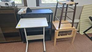 lot 525 image: Multi-Furniture Set Stool, Shelving Unit, Rolling Desk, Pet Enclosure