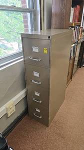 lot 528 image: Vertical Metal Filing Cabinet, 4-Drawer, Gray with Lock
