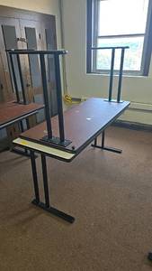 lot 536 image: (2) Table, Brown Top, Black Metal Legs, 72x30