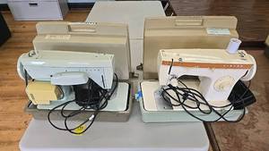 lot 596 image: Singer 257 & Fashion Mate 247 Mechanical Sewing Machines, Belt Drive, Electric