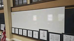 lot 623 image: Large Wall-Mounted Whiteboard, 8ft x 4ft, White