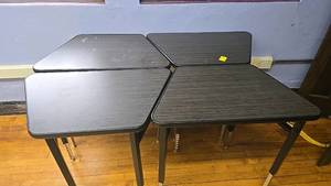 lot 634 image: (4) Modular School Desks, Black Laminate, Adjustable Height