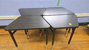 lot 635A image: (4) Modular School Desks, Black, Adjustable Height, Configurable Design