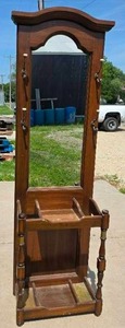 lot 123 image: MCM Entryway coat rack with mirror and shelves