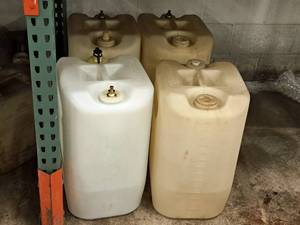 lot 418 image: Lot of (4) 15-Gallon Plastic Tanks (in original packaging)