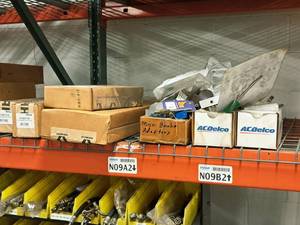 lot 424 image: Lot of (Shelf Contents) Misc. Replacement Parts, Misc Brake Adapters, Mahle Kit Accessory MCX-X 318120, Graco Kit Accessory (in original packaging)