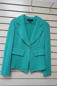 lot 133 image: St. John Teal Knit Blazer. Size 0