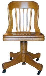 lot 118 image: Vintage Wooden Swivel Desk Chair