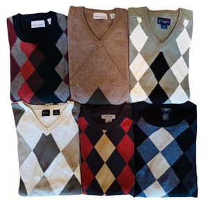 lot 232 image: Lot of Mens XL Argyle Sweaters including Arrow, American Blue and More