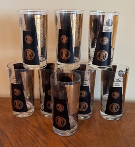 lot 57 image: Vintage Coin  Presidential Highball Glasses Designed by Bob Wallack Produced by Cera