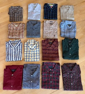 lot 219 image: Sixteen Mens Size XXL Shirts by Cutter & Buck, Wrangler, Nautica, Royal Robbins, Ralph Lauren and More