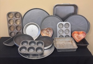 lot 259 image: Cooking and Baking Lot including Muffin Tins, Cake Pans, Copper Molds and More