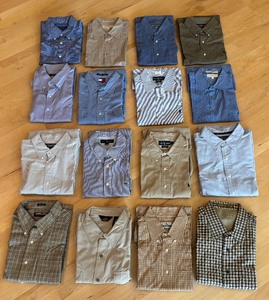 lot 323 image: Grouping of Mens Button Up Shirts by L.L. Bean, Jos A. Bank, Haggar, Ralph Lauren, Bobby Jones and More