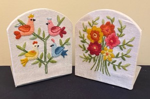 lot 356 image: Lovely Vintage Needlepoint Bookends