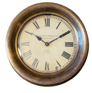 lot 238 image: Vintage Panama Pacific Steamship Co. San Francisco Bronze 8 Day Wall Clock