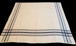 lot 247 image: Vintage Cream and Black Plaid Wool Blanket