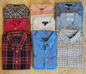lot 287 image: Collection of 9 Button-up Shirts by Lands End and More