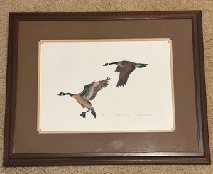 lot 288 image: Vintage Limited Edition, Signed Framed Art Print of Canadian Geese