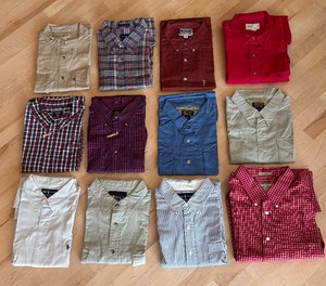 lot 94A image: (12) Mens Size XXL Button Up Shirts by Columbia, Gander Mountain, Smiths American Workwear, Hobie, Arrow and More