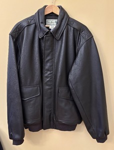 lot 401 image: L.L. Bean Size XL Black Leather A-2 Flight Coat  Jacket