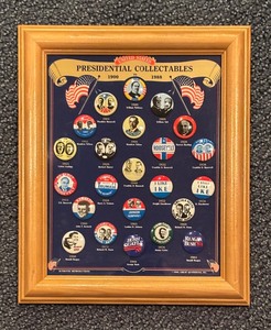 lot 412 image: Vintage United States Collectables Coins 1900-1988 Framed Pin Backs
