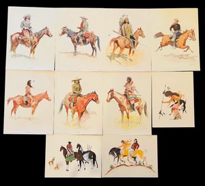 lot 340 image: Beautiful Vintage Prints Frederic Remington 1861 - 1909