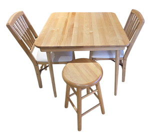 lot 501 image: Oak Folding Table with Two Chairs & Stool