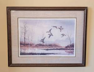 lot 100A image: Framed Duck Print by RJ Nelson