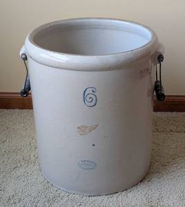 lot 93 image: Vintage Red Wing 6 Gallon Crock with Handles
