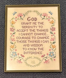 lot 637 image: Vintage Needlepoint Serenity Prayer Decor