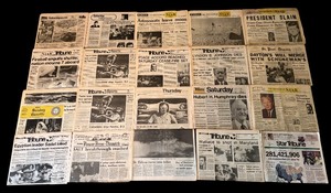 lot 540 image: Vintage Newspapers  Hubert H Humphry Dies, Wallace is Shot in Maryland and More