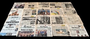lot 683 image: Vintage Newspapers  Clinton Impeached, Ford Takes Over, Ex-President Nixon Dies and More