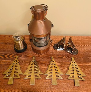 lot 609 image: Beautiful Copper Lantern, Brass Trivets from Korea and More