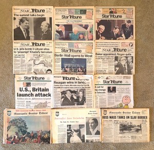 lot 697 image: Vintage Newspapers  Berlin Wall Opens to West, Baker Appointed Regan Quits and More