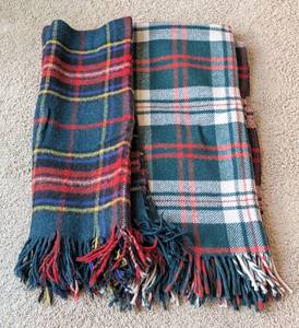 lot 483 image: Pair of Vintage Plaid Wool Throw Blankets