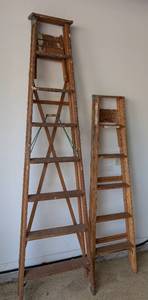 lot 643 image: Vintage Wooden Step Ladders