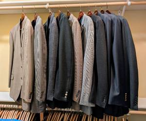 lot 656 image: Collection of 10 Assorted Mens Suit Jackets in Various Fabrics
