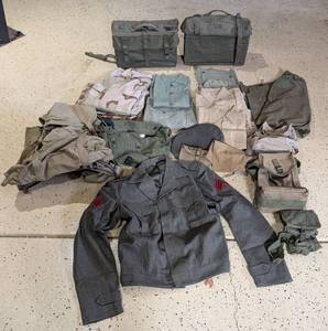 lot 705 image: Military Clothing and Gear Set with Jacket, Bags, and Accessories