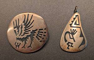 lot 517 image: Sterling Silver Brooch and Pendant Set with Native American Design