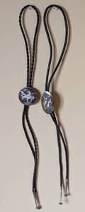 lot 368A image: Pair of Sterling Silver Native American Bolo Ties