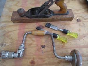 lot 136 image: Wood Plane, Brace, Bits