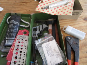 lot 196 image: Windshield Remover, Wrenches, Flares, Tackle Box