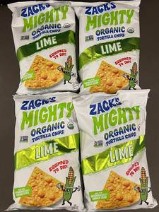 lot 26 image: Zacks Mighty Organic Lime Tortilla Chips - 4 Bags